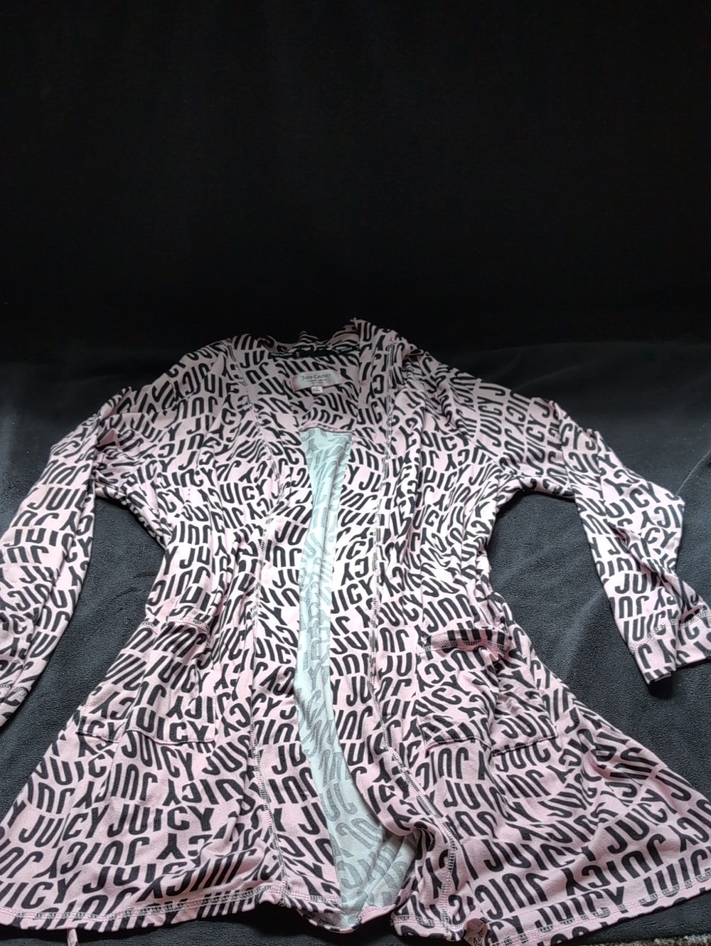 Juicy Couture Pink and Black All-Over Logo Short Robe